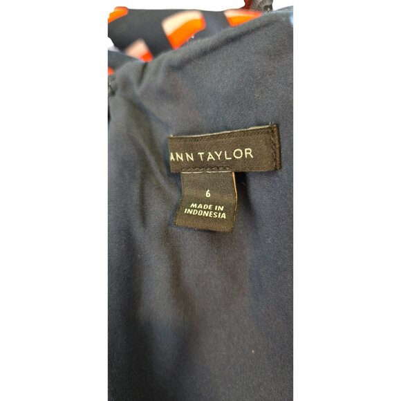 Ann Taylor Size 6 Dress Sleeveless Lined Tailored Navy Red Pink Print - Picture 5 of 8